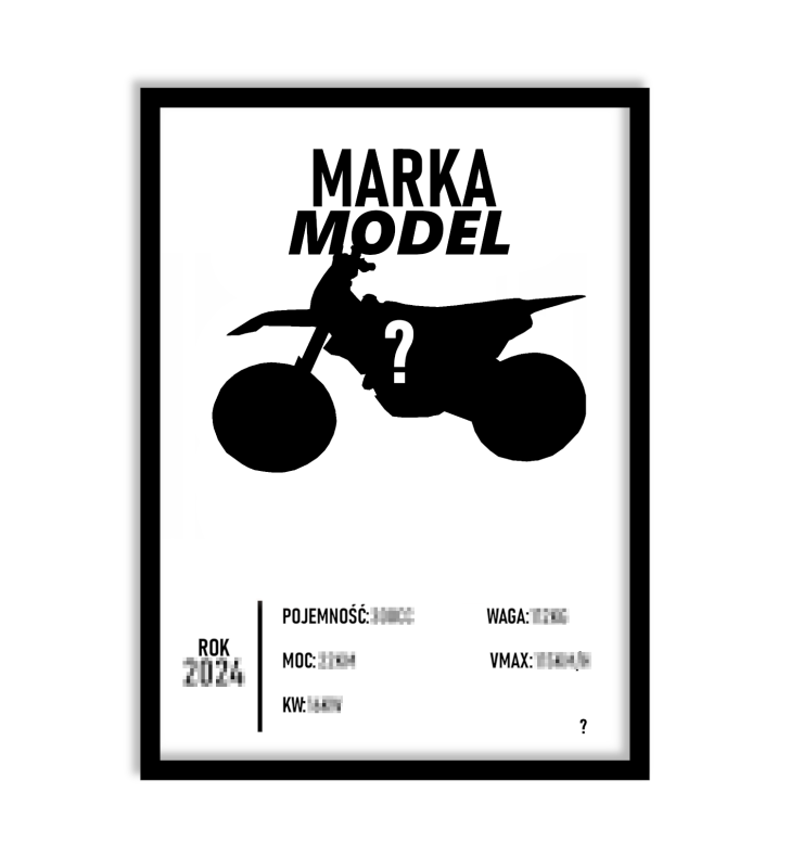 PERSONALIZOWANY PLAKAT Z MOTOCYKLEM NA BIAŁYM TLE