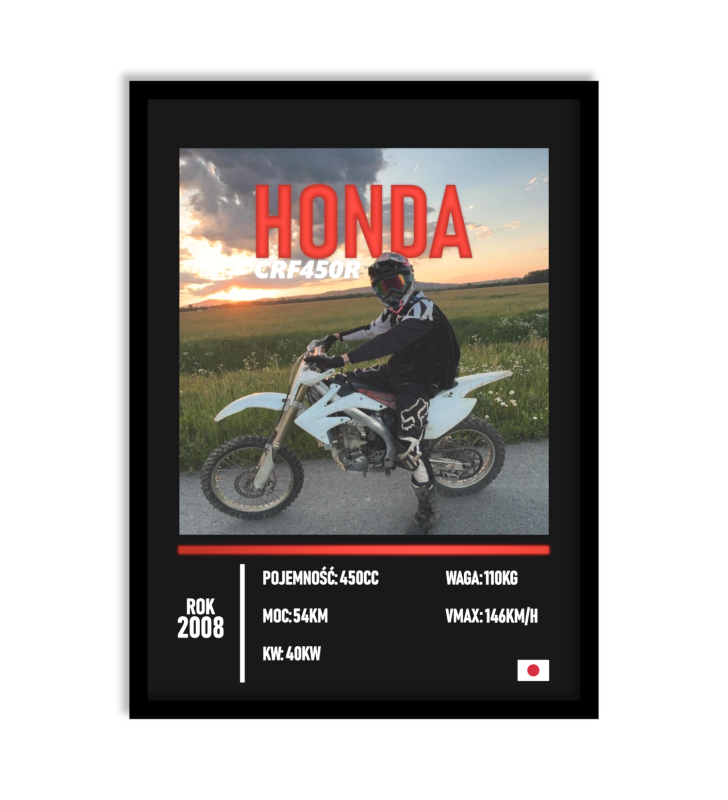 PERSONALIZOWANY PLAKAT Z MOTOCYKLEM CZARNY