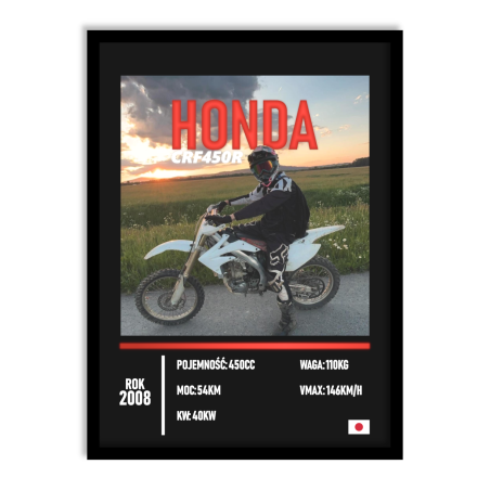 PERSONALIZOWANY PLAKAT Z MOTOCYKLEM CZARNY