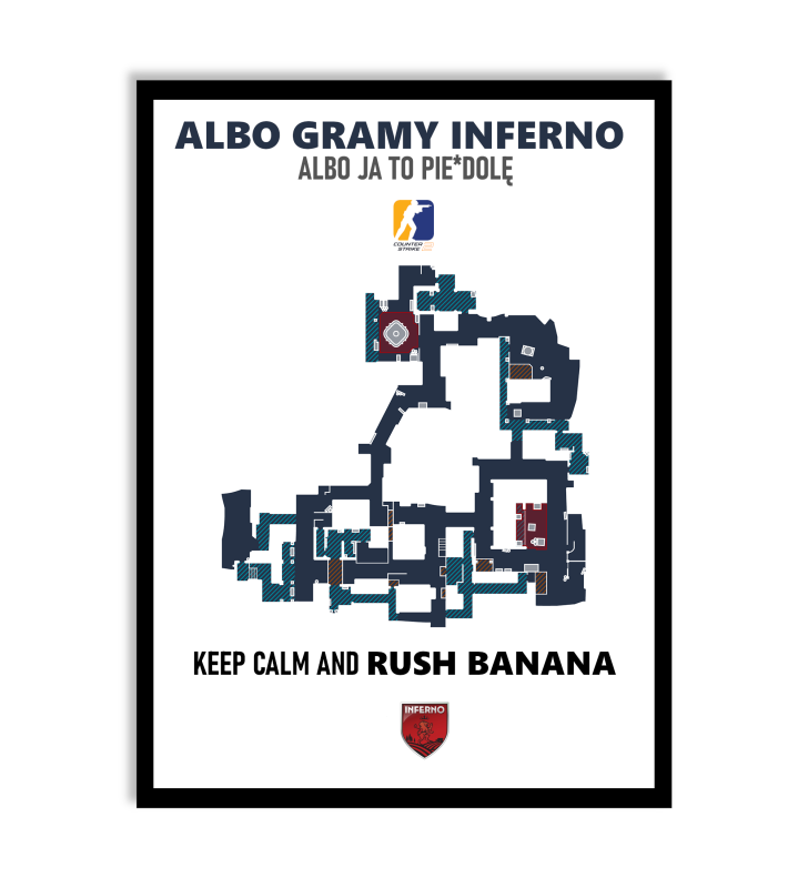 Plakat Counter Strike Inferno - biały